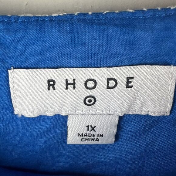 RHODE Dress Women's Eyelet Mini Pockets Embroidered Target Blue 1X Boho - Picture 4 of 8